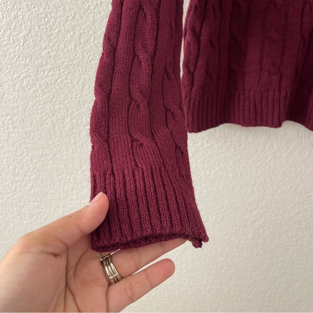 BIN#19 - COTTON EMPORIUM Girl’s Large Cable Knit Burgundy Sweater - Picture 3 of 6